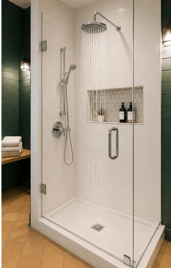 New glass walk-in shower after a tub to shower conversion in Richmond, VA