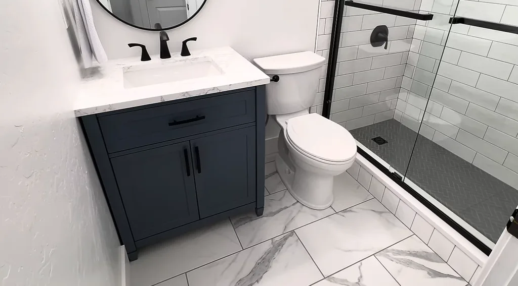 Bathroom vanity area after remodel in Richmond VA