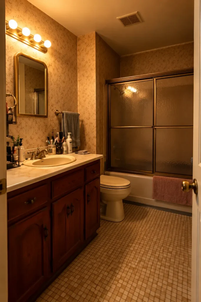 Outdated retro bathroom before renovation